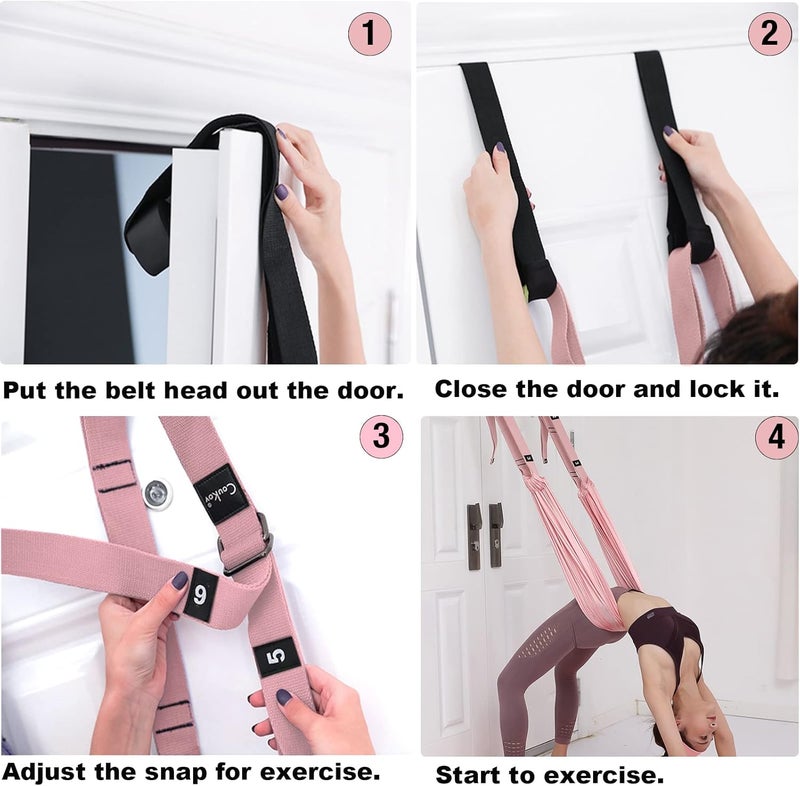 tchrules Leg Stretcher Strap, Backbend Training Belt with Door Anchor, Flexibility Trainer Stretching Equipment Assist Stretch Strap for Fitness Gymnastics Dance Aerial Yoga Ballet - Image 3